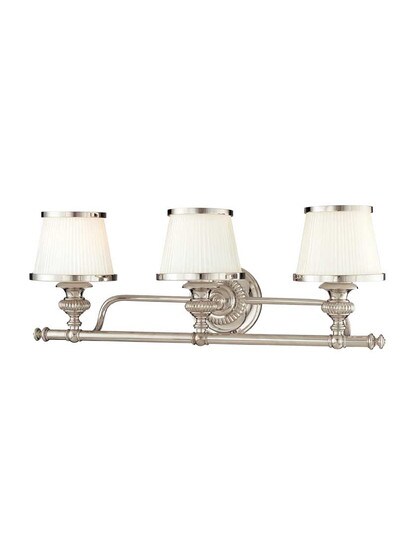 Milton 3-Light Bath Sconce in Polished Nickel.